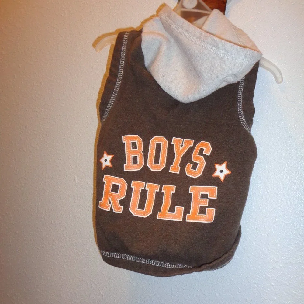 Wag-a-tude BOYS RULE Dog Hoodie Size Medium